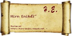 Hirn Enikő névjegykártya